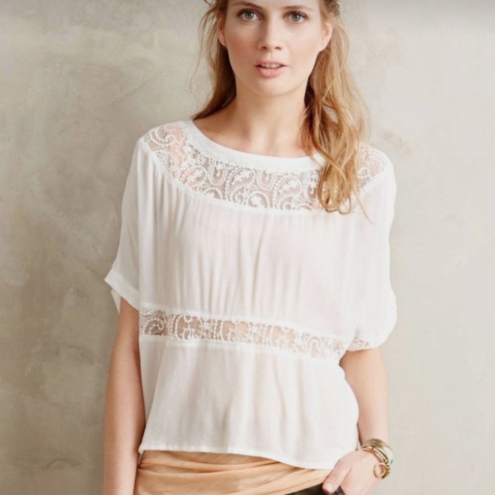 NWT Anthropologie Heartloom Small Ivory Lace Top